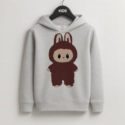 Cute Brown Monster Kids Grey Hoodie