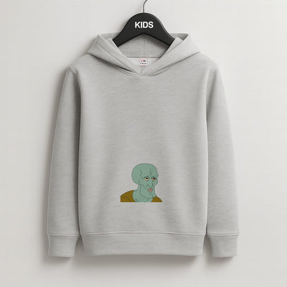 Muscly Squidward Kids Grey Hoodie