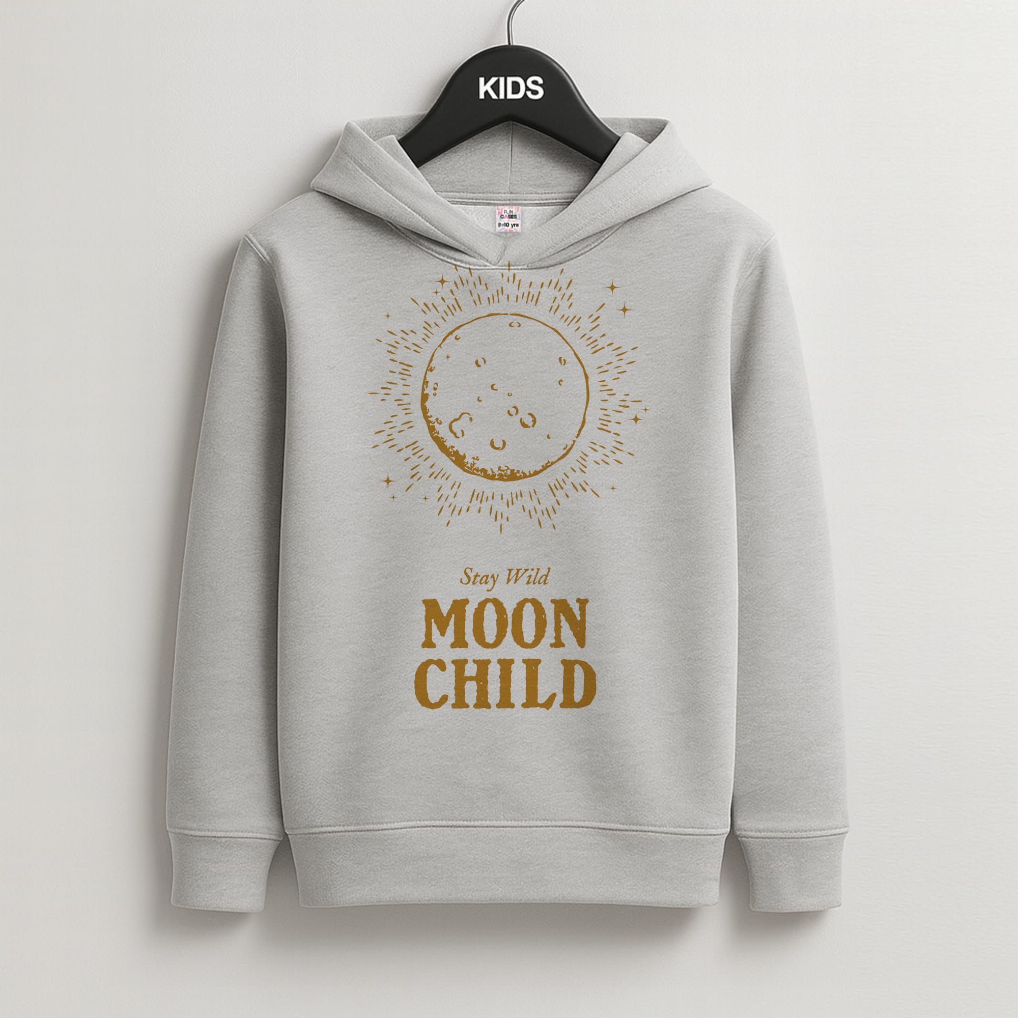 Stay Wild, Moon Child Kids Grey Hoodie