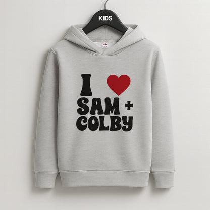 I Love S & C Kids Grey Hoodie