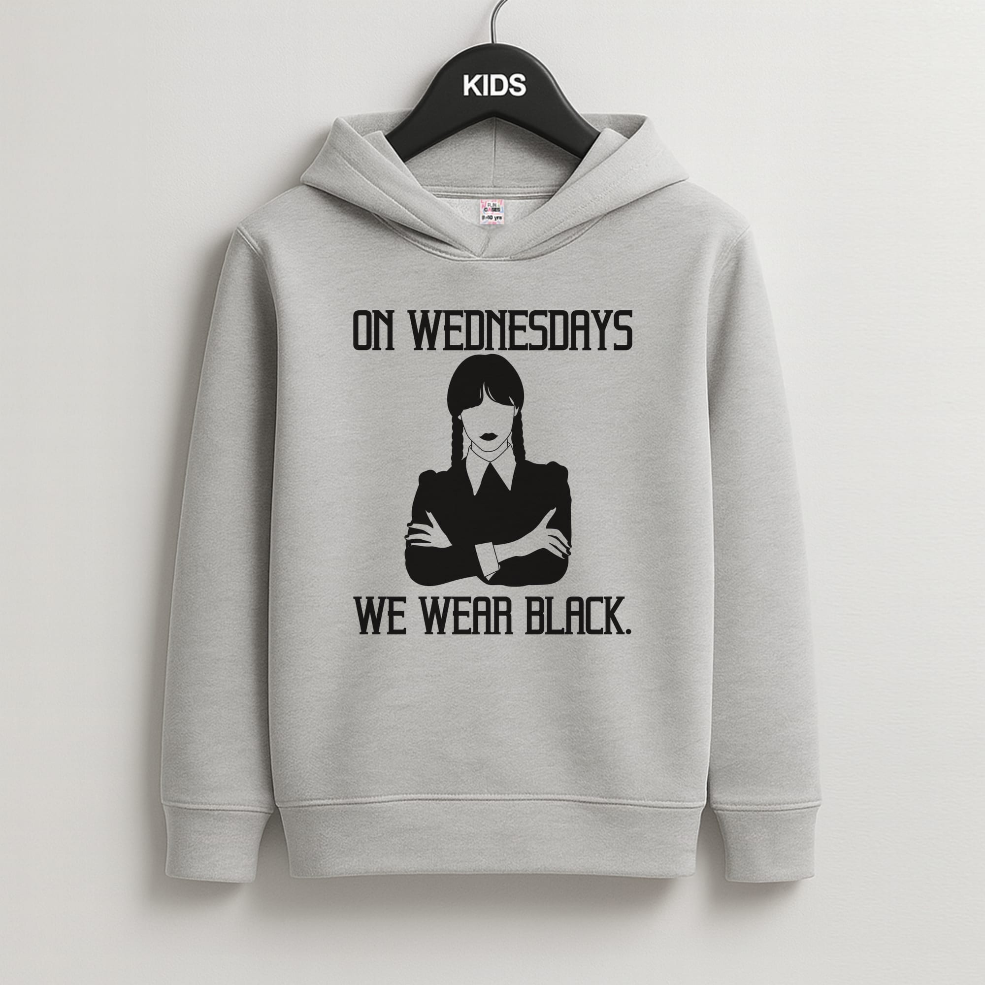 On Wednesdays We Wear Black Kids Grey Hoodie