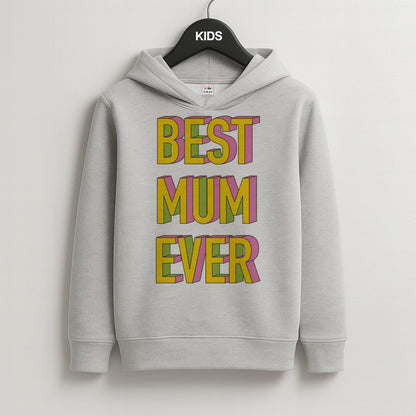Geometric Best Mum Ever Kids Grey Hoodie