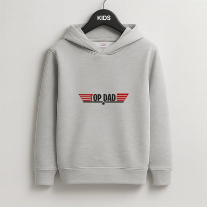 Top Dad- Fathers Day Kids Grey Hoodie