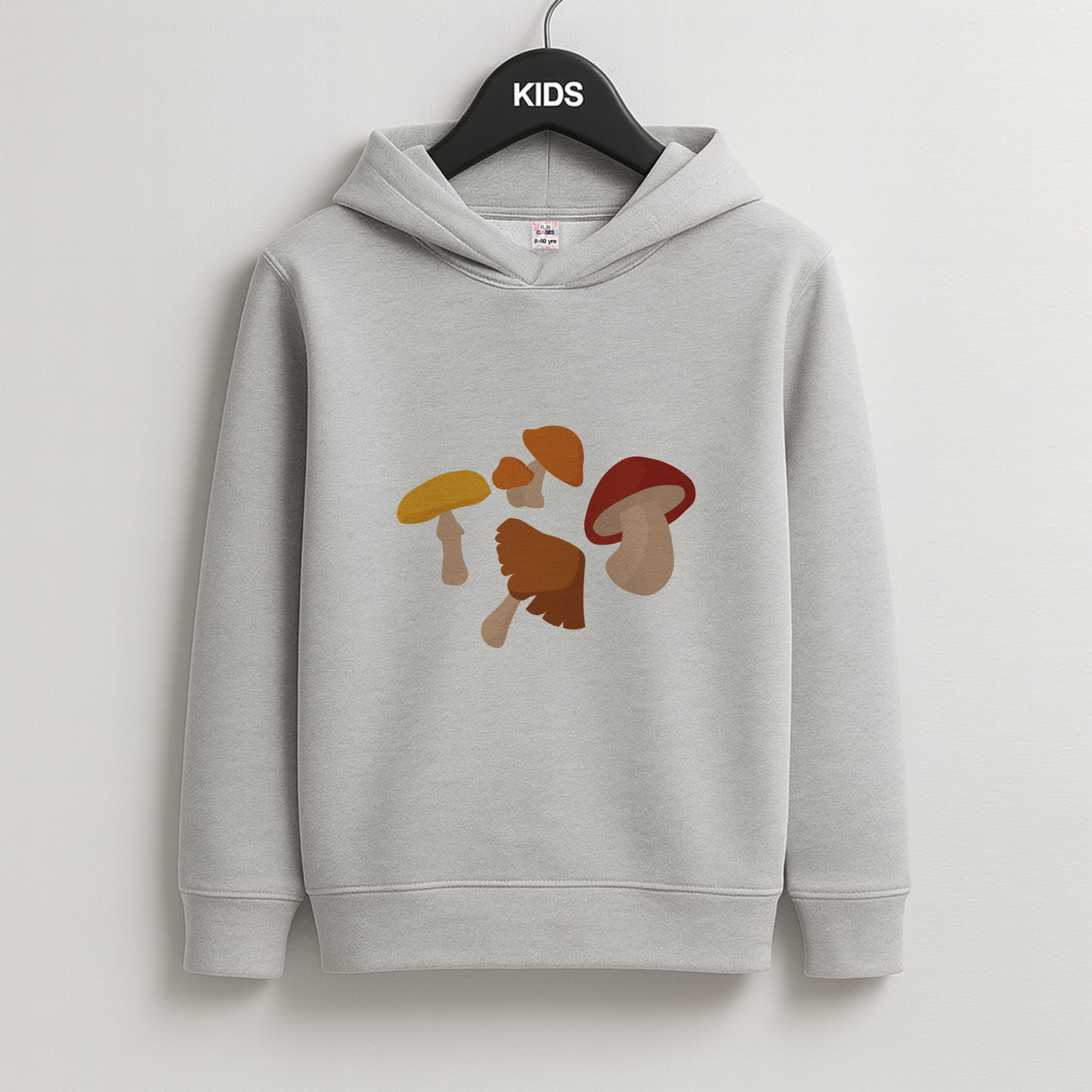 Mushroom Pattern - Autumn  Kids Grey Hoodie