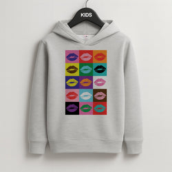 Lips Collage - Pride Kids Grey Hoodie