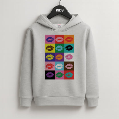 Lips Collage - Pride Kids Grey Hoodie