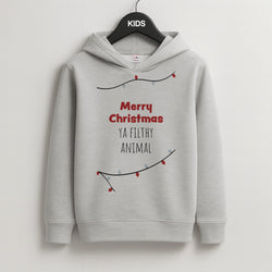 Merry Christmas Ya Filthy Animal Kids Grey Hoodie