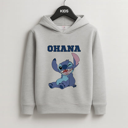 Blue Alien Ohana Kids Grey Hoodie