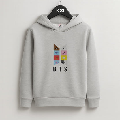 BT21 K-Pop Band Logo Kids Grey Hoodie