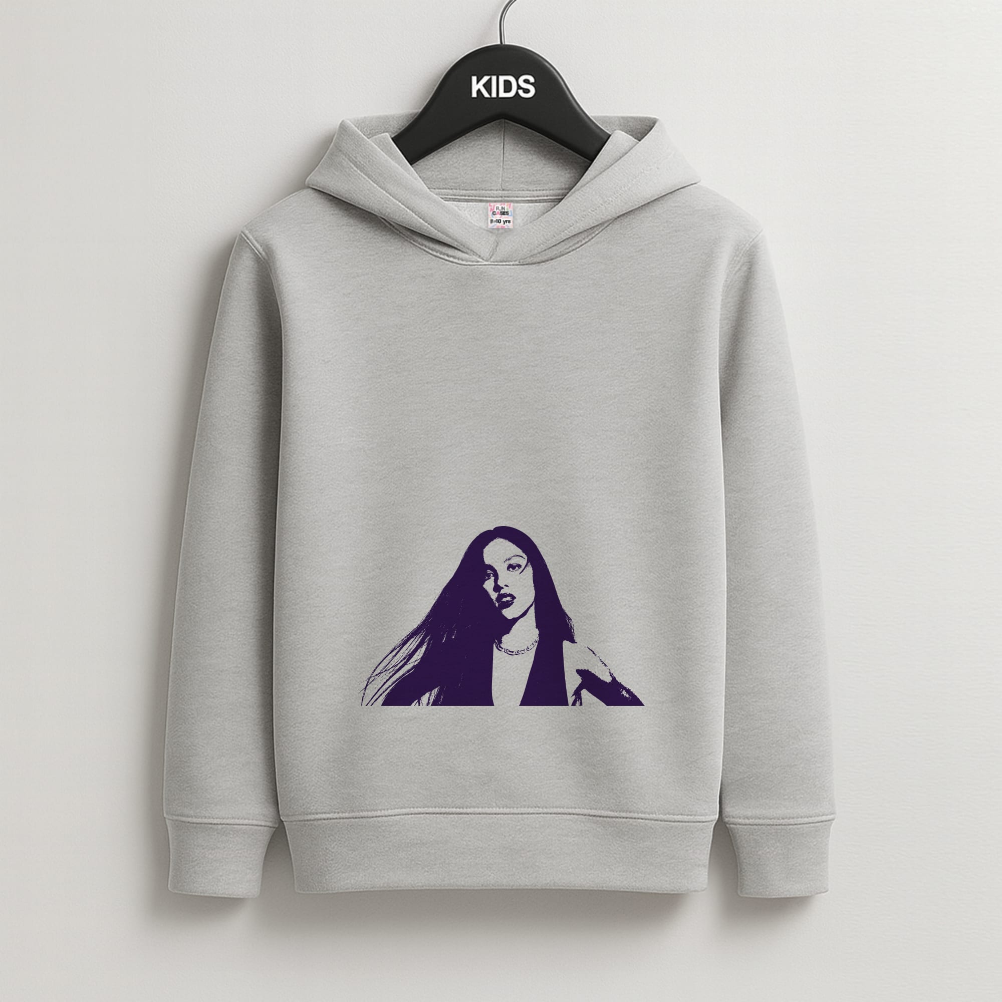 Stars And Butterflies Pattern Kids Grey Hoodie