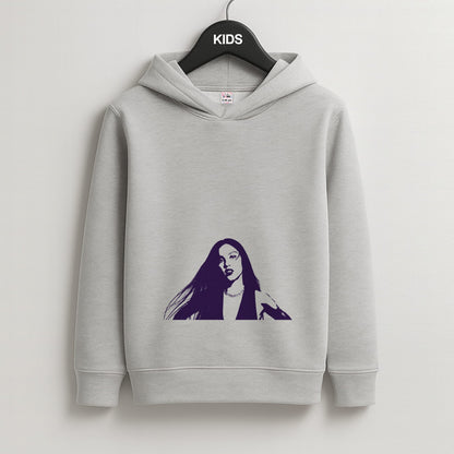 Stars And Butterflies Pattern Kids Grey Hoodie