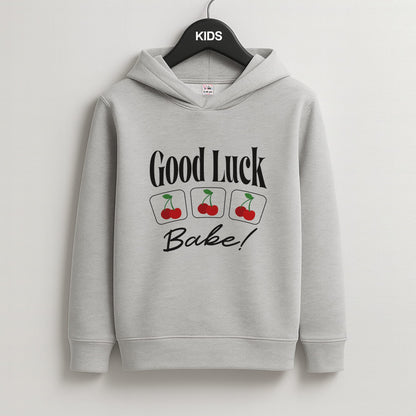 Good Luck Babe Cherries Kids Grey Hoodie