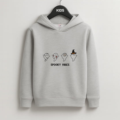 Spooky Vibes Ghosties II Kids Grey Hoodie