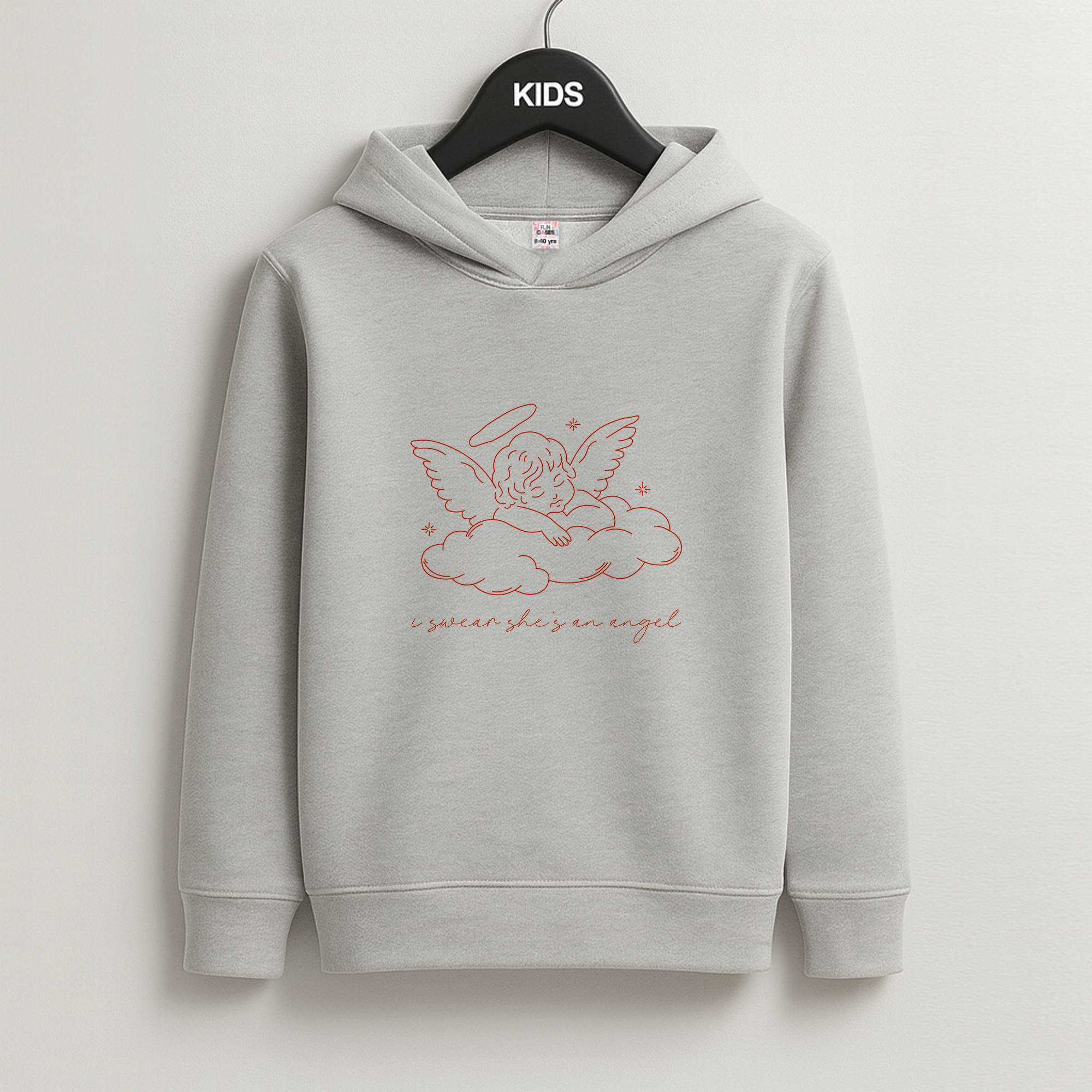 I Swear Shes An Angel - Clean Girl Aesthetic Kids Grey Hoodie