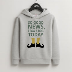 I Saw A Dog Today - Elf Kids Grey Hoodie