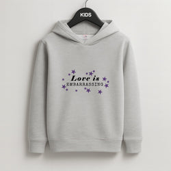 Love Is Embarrassing Note Kids Grey Hoodie
