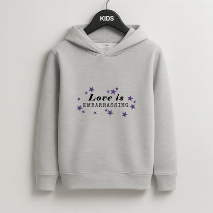 Love Is Embarrassing Note Kids Grey Hoodie