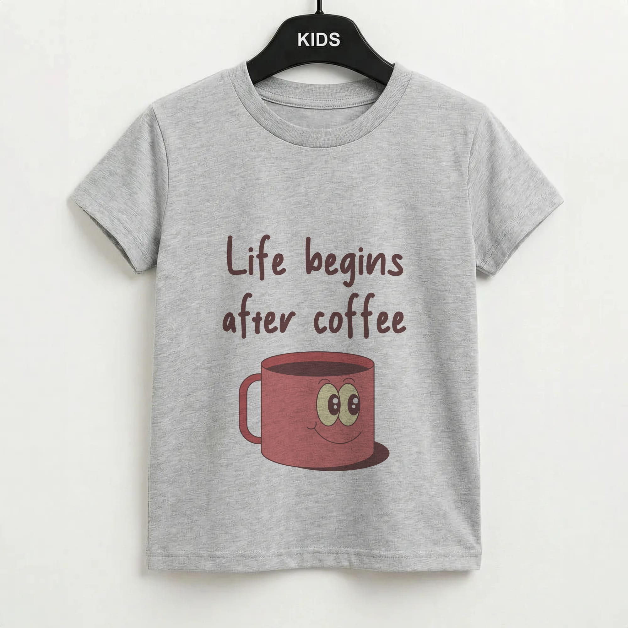 Life Begins After Coffee - Aesthetic Quote Kids T-Shirt