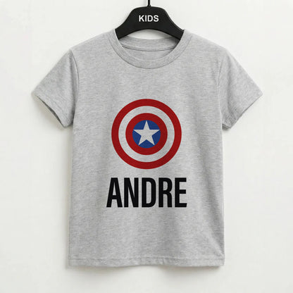 Captain America - Personalised Superhero Comic Kids T-Shirt
