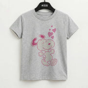Cartoon Beagle Valentine Hearts Pattern Kids T-Shirt 2