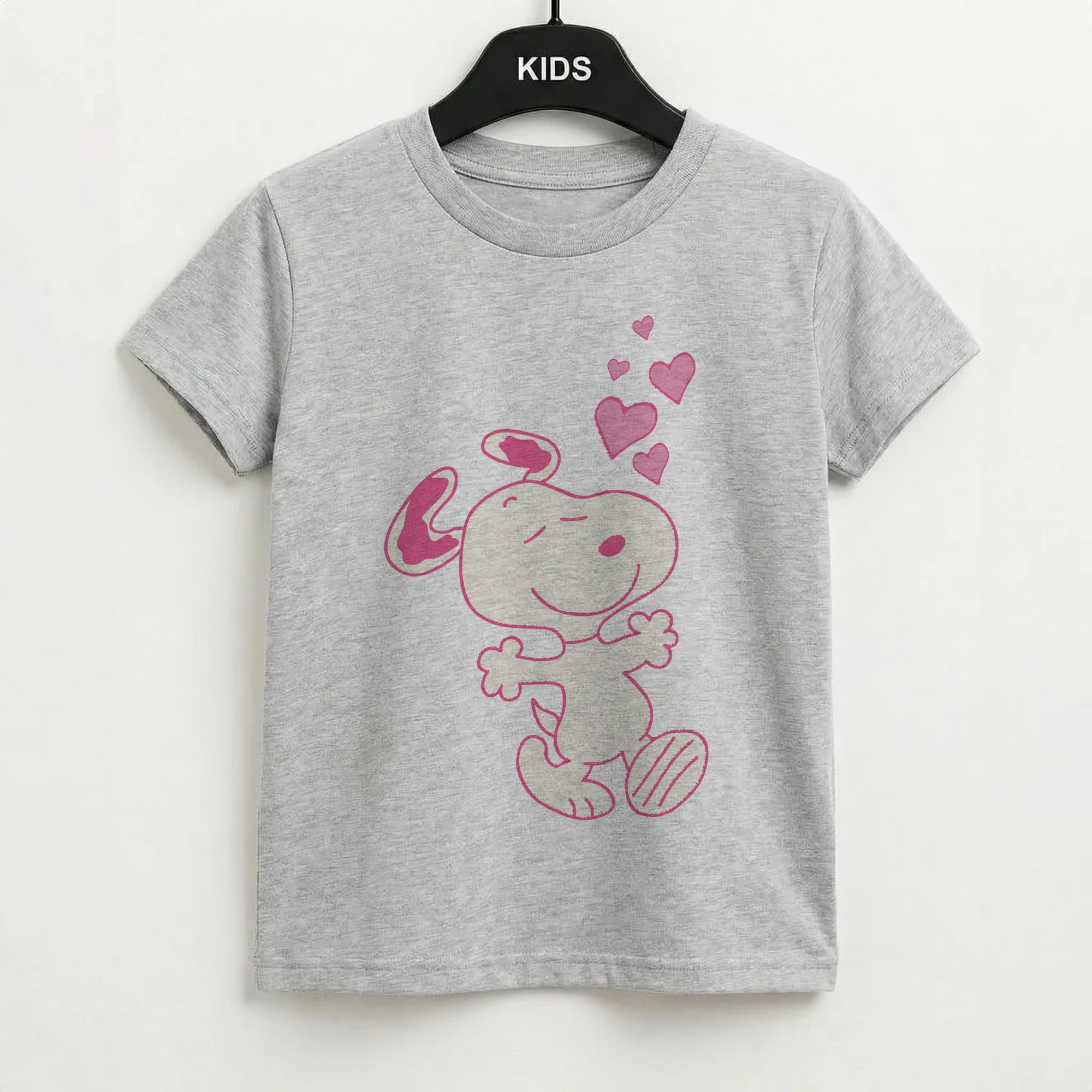 Cartoon Beagle Valentine Hearts Pattern Kids T-Shirt