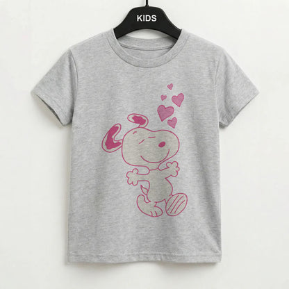 Cartoon Beagle Valentine Hearts Pattern Kids T-Shirt