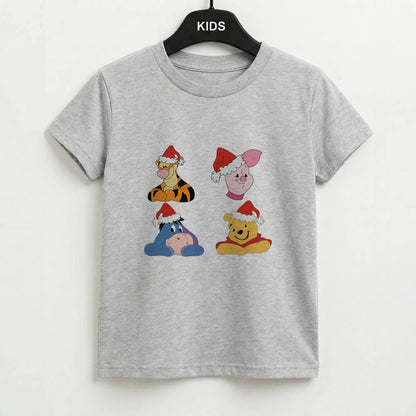 Bear, Tiger, Donkey and Pig Pattern Christmas Kids T-Shirt