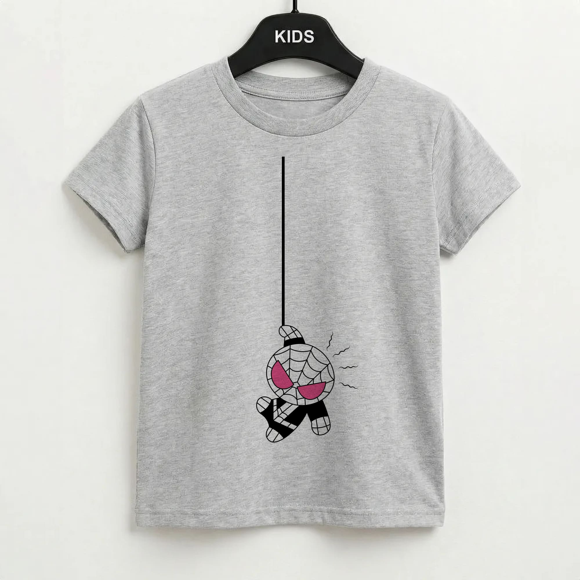 Pink Hanging Spider Hero  Kids T-Shirt