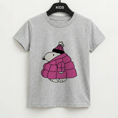 Cartoon Beagle Puffer Jacket Pink Kids T-Shirt