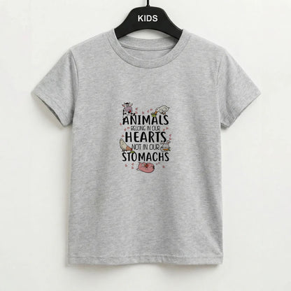 Animals Belong In Our Hearts - Vegan Kids T-Shirt