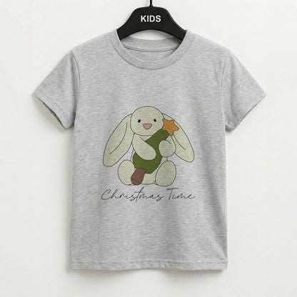 Christmas Bunny Stars Plush Kids T-Shirt