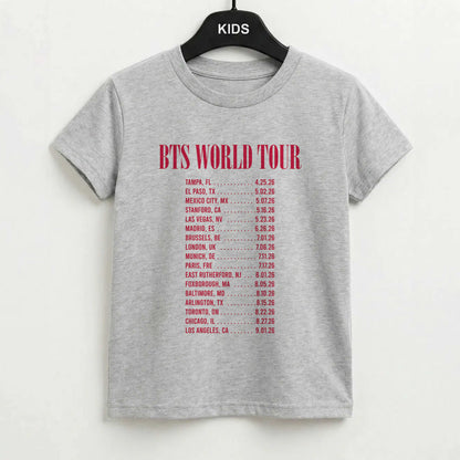 K-Pop Band World Tour List 2026 Kids T-Shirt