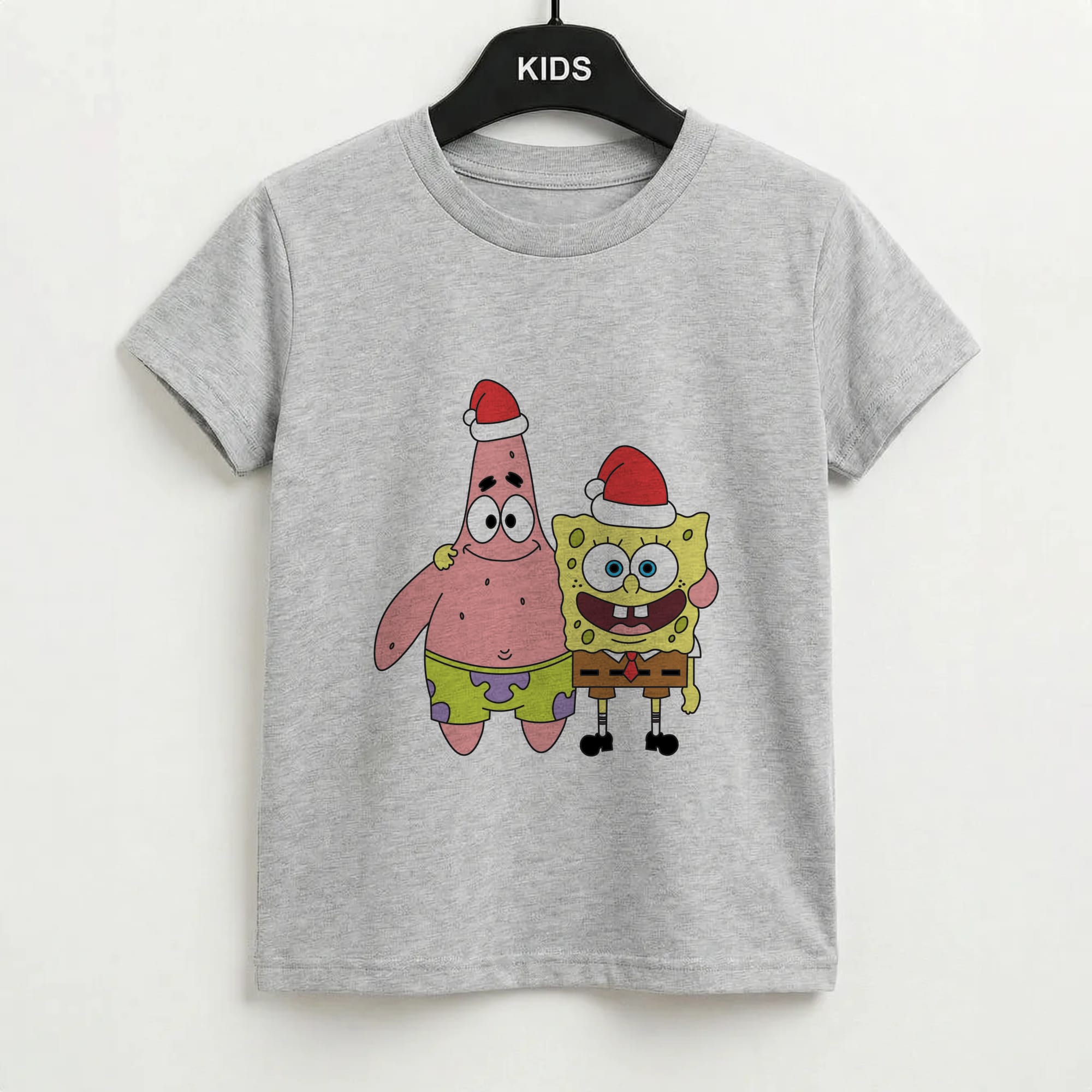Cartoon Sponge And Starfish Christmas Hats Kids T-Shirt