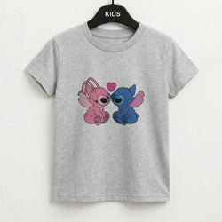 Angel And Blue Alien - Pink Alien Kids T-Shirt