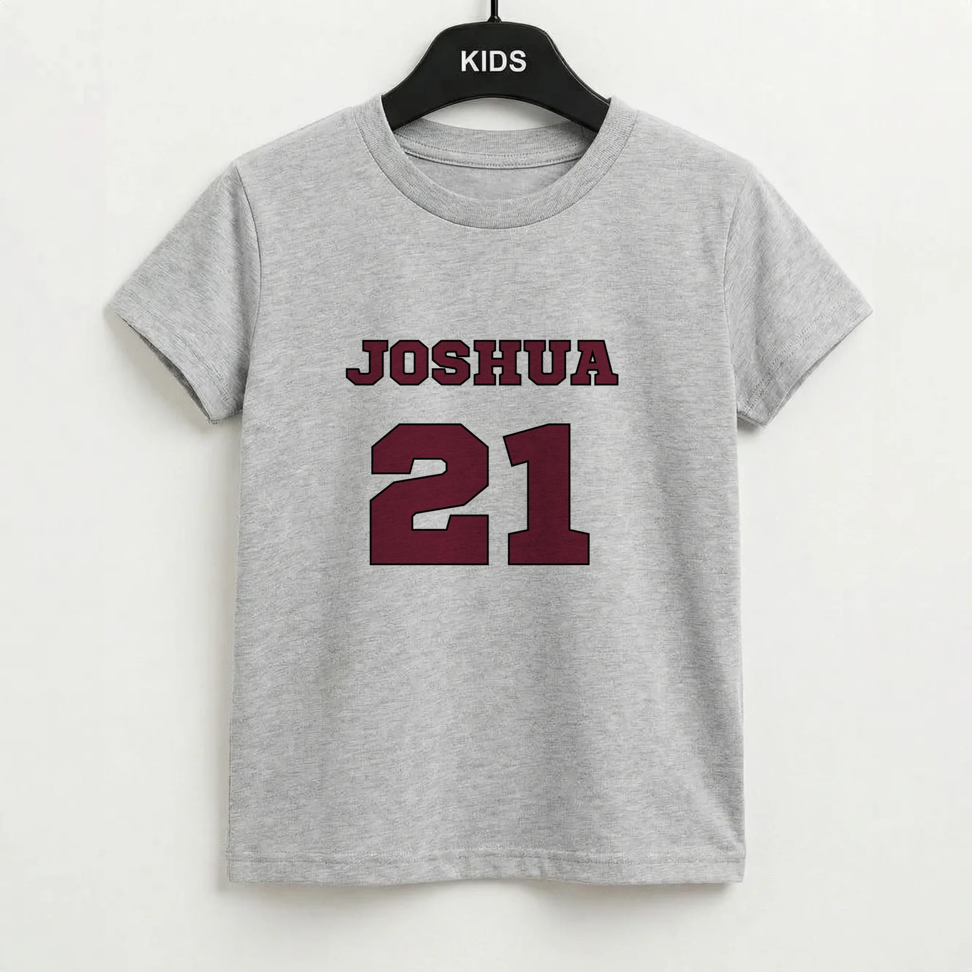 Burgundy - Personalised Football Kids T-Shirt