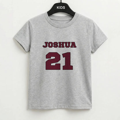 Burgundy - Personalised Football Kids T-Shirt