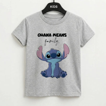 Ohana Means Family Pink Kids T-Shirt