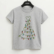 Cartoon Mouse Christmas Tree Lights Kids T-Shirt 2
