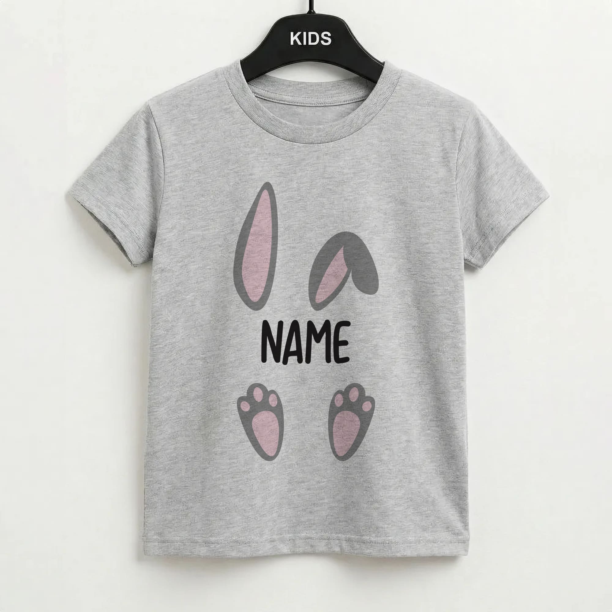 Grey Bunny Personalised Kids T-Shirt