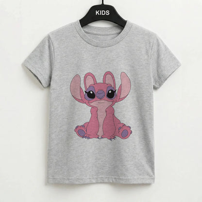 Sitting Down - Pink Alien Kids T-Shirt