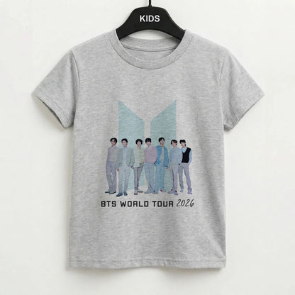 K-Pop Band Tour Pastel Blue Kids T-Shirt