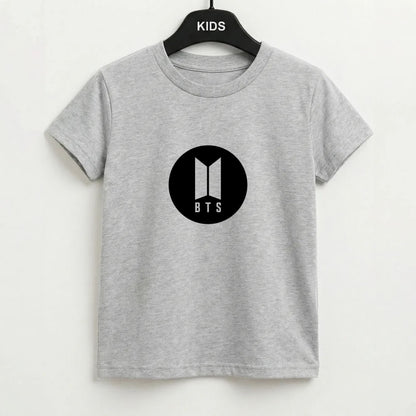 BTS logo Black - K Pop Kids T-Shirt