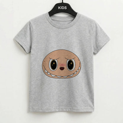 Cute Brown Monster Face Kids T-Shirt