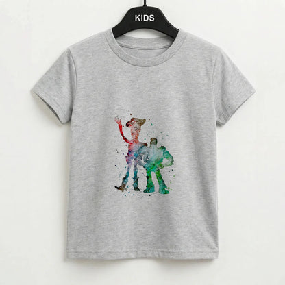 Watercolour Woody & Buzz A Story of Toys Fairytale Kids T-Shirt