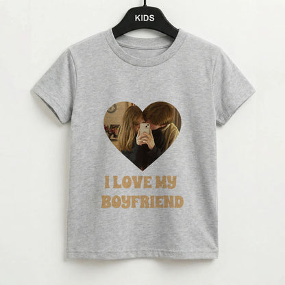 I Love My Boyfriend - Personalised Couples Kids T-Shirt