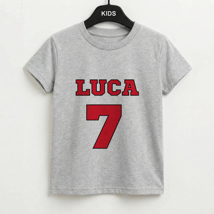 Red - Personalised Football   Kids T-Shirt