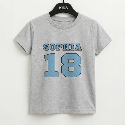 Light Blue - Personalised Football Kids T-Shirt