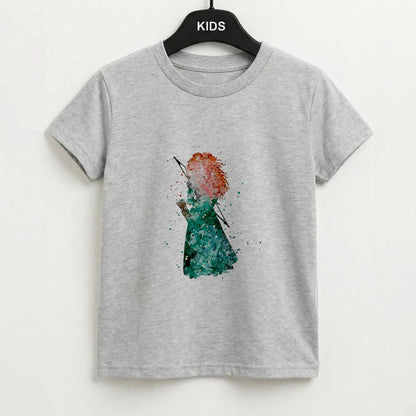 Watercolour Princess Merida Brave Fairytale Kids T-Shirt