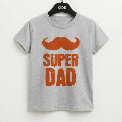 Moustache Super Dad Orange Kids T-Shirt