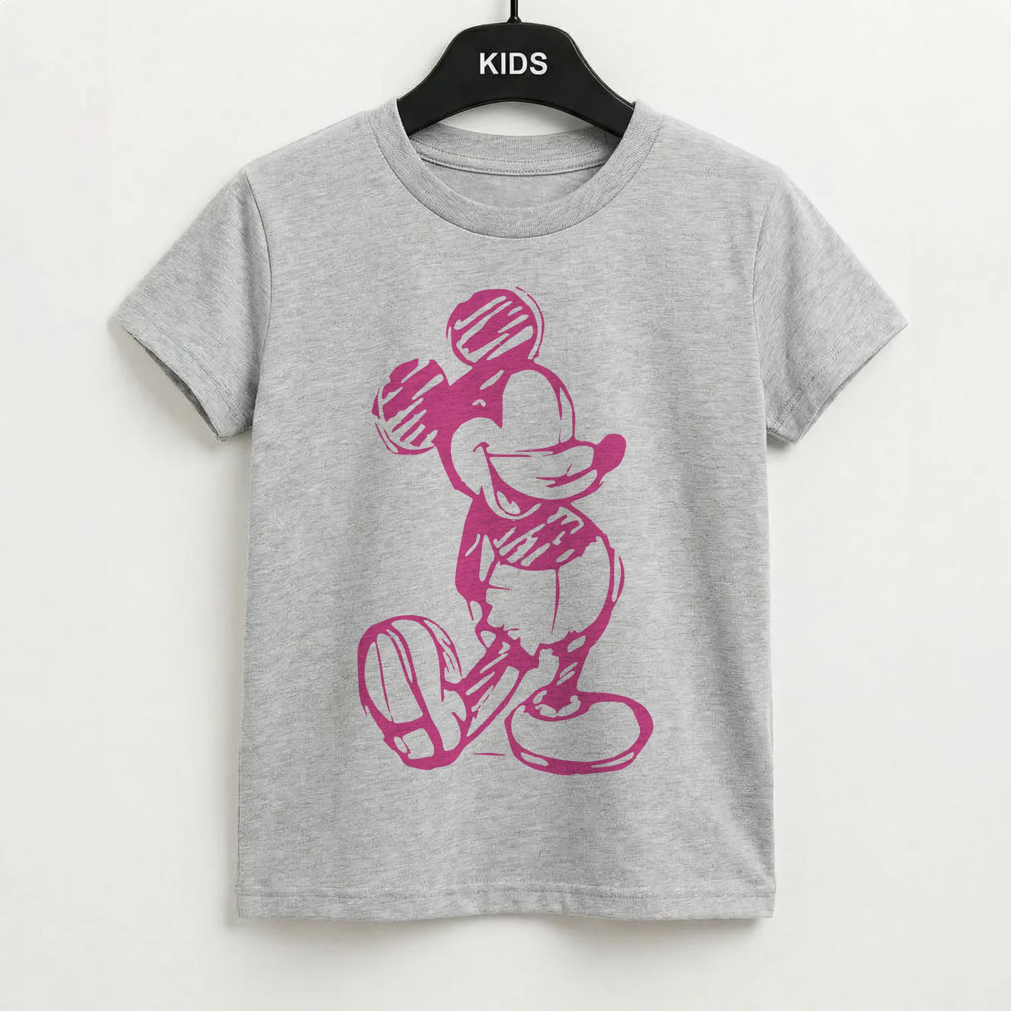 Sketched Mouse Outline Pink Kids T-Shirt